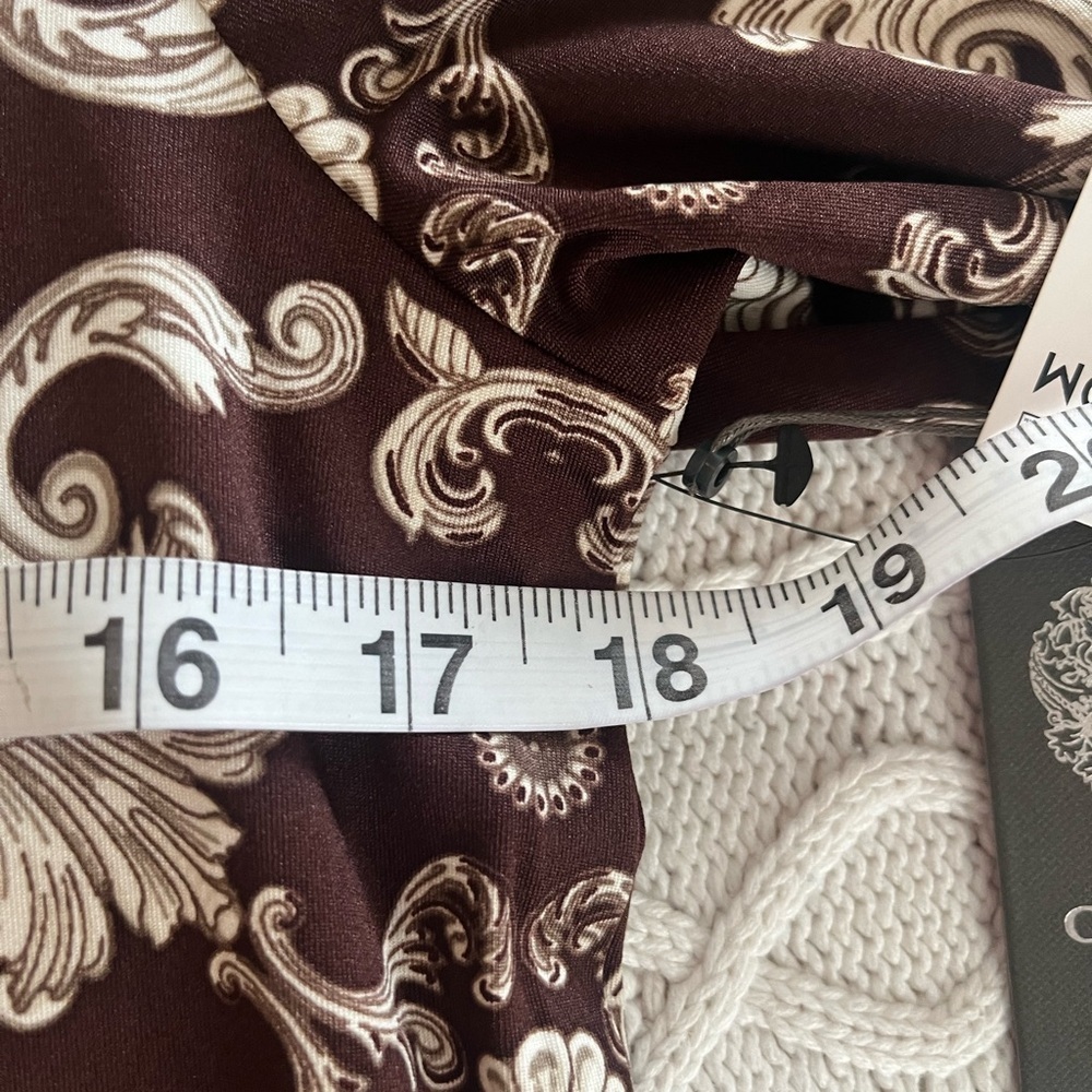 Vince Camuto Elegant Brown and White Patterned Women's Blouse Size Small - Picture 13 of 13